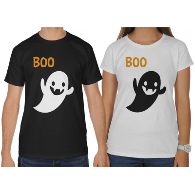 Koszulki dla par zakochanych komplet 2 szt Halloween Boo